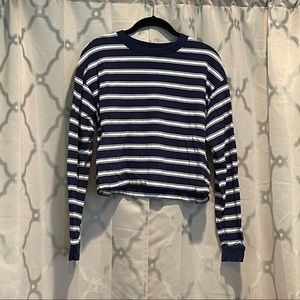 long sleeve striped crop top